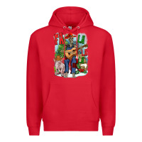 Red Fa la la la skeleton farm Premium Hoodie - NancyCooperArtShop
