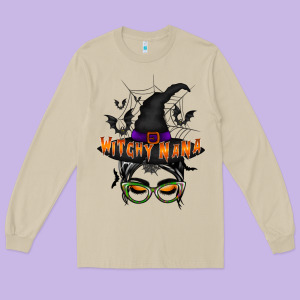 Witchy Nana Long Sleeve Tee Designed By Racoondesign