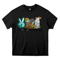 Black Peace Love Merino Wool Sheep Heavy Core Tee - LillyAllenDesigns
