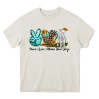 Cream Peace Love Merino Wool Sheep Heavy Core Tee - LillyAllenDesigns