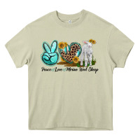 Mossy Peace Love Merino Wool Sheep Heavy Core Tee - LillyAllenDesigns