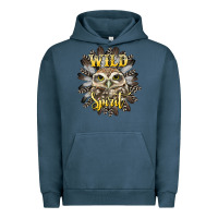 Pigment Midnight Navy wild spirit owl Urban Hoodie - BarkalooDesign