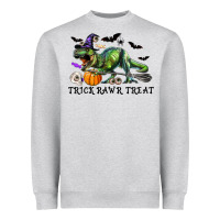 Heather Grey T-Rex Trick Rawr Treat Heavyweight Sweatshirt - RanaPortraitStore