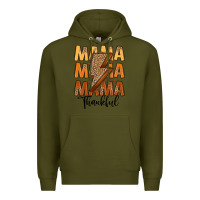 Army Green Thankful Mama Premium Hoodie - MaliasSmallBusiness