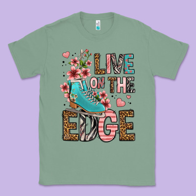 Live On The Edge Ice Skating Classic Tee Designed By Fadigitalartstudio