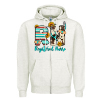 Oatmeal Heather rn registered nurse Zipper Hoodie - Artiststas
