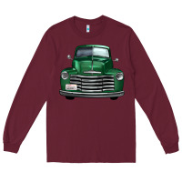 Burgundy western green truck front view Long Sleeve Tee - FaDigitalArtStudio