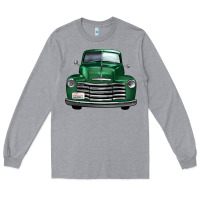 Heather Grey western green truck front view Long Sleeve Tee - FaDigitalArtStudio