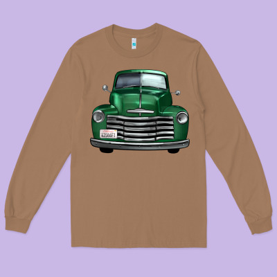 Western Green Truck Front View Long Sleeve Tee Designed By Fadigitalartstudio