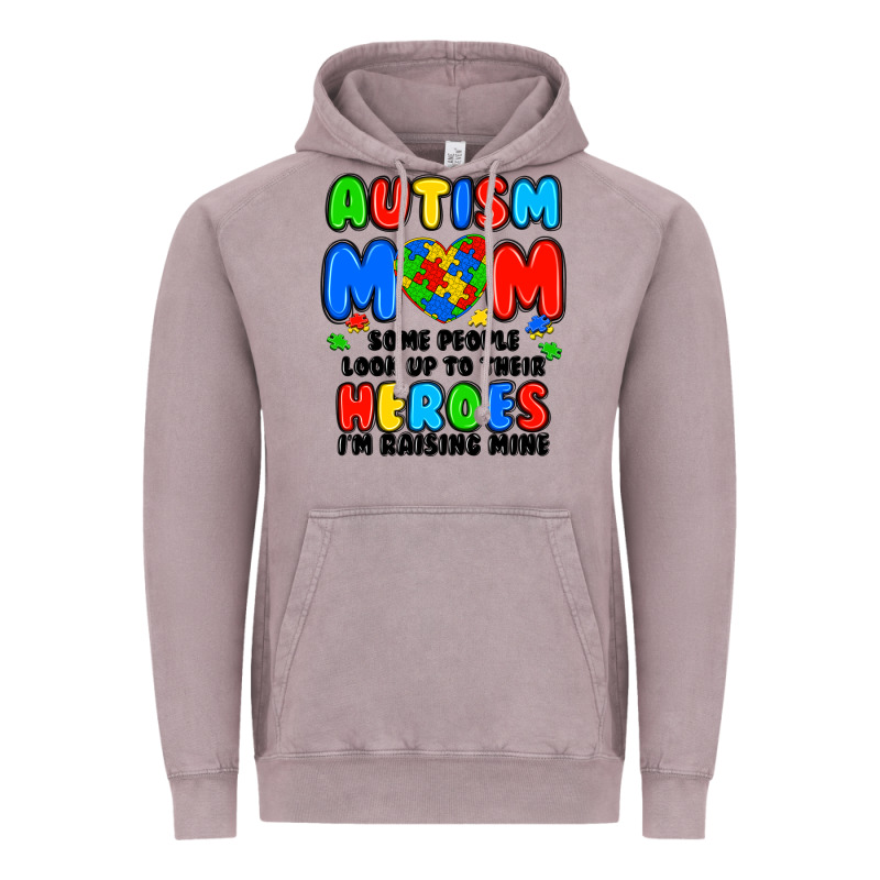 Autism Mom Some People Look Up To Their Heroes I'm Vintage Hoodie by JahusDesignShop | Teevron