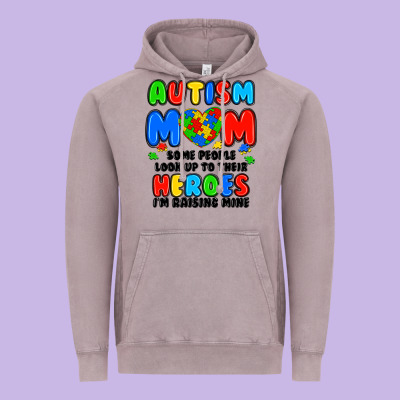 Autism Mom Some People Look Up To Their Heroes I'm Vintage Hoodie Designed By Jahusdesignshop