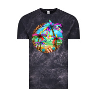 Cloud Black summer colorful palms Vintage Tee - texasbilliewilder