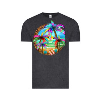 Vintage Black summer colorful palms Vintage Tee - texasbilliewilder