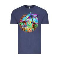 Vintage Denim summer colorful palms Vintage Tee - texasbilliewilder