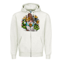 Oatmeal Heather gnomes sunflower cactus Zipper Hoodie - JahusDesignShop