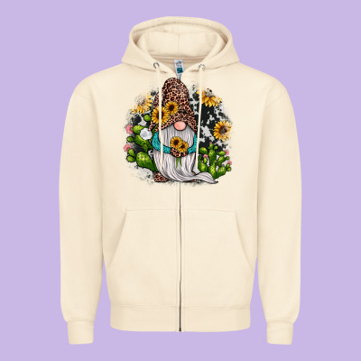 Gnomes Sunflower Cactus Zipper Hoodie Designed By Jahusdesignshop