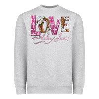 Heather Grey love like jesus Heavyweight Sweatshirt - texasbilliewilder