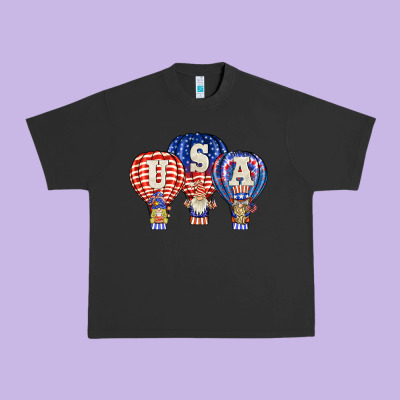 Usa Air Balloon Gnomies Urban Heavy Tee Designed By Barkaloodesign
