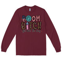 Burgundy boom bitch Long Sleeve Tee - CowhideDigitalArt