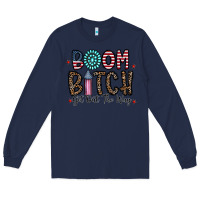 Navy boom bitch Long Sleeve Tee - CowhideDigitalArt