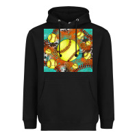 Black softball cowhide turquoise glitter tumbler Heavyweight Hoodie - Jasminsmagicworld