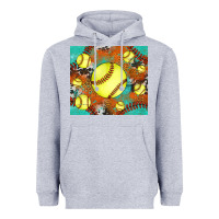 Heather Grey softball cowhide turquoise glitter tumbler Heavyweight Hoodie - Jasminsmagicworld