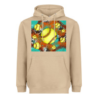 Mushroom softball cowhide turquoise glitter tumbler Heavyweight Hoodie - Jasminsmagicworld