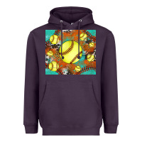Plum softball cowhide turquoise glitter tumbler Heavyweight Hoodie - Jasminsmagicworld