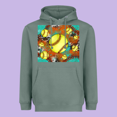 Softball Cowhide Turquoise Glitter Tumbler Heavyweight Hoodie Designed By Jasminsmagicworld
