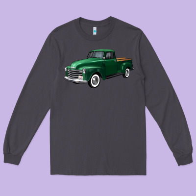 Western Green Truck Right 34 View Long Sleeve Tee Designed By Fadigitalartstudio