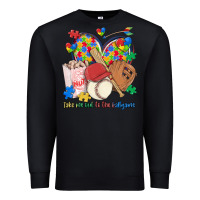Black take me out to the ballgame  autism baseball Premium Sweatshirt - MaliasSmallBusiness