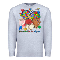 Heather Grey take me out to the ballgame  autism baseball Premium Sweatshirt - MaliasSmallBusiness