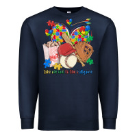 Navy take me out to the ballgame  autism baseball Premium Sweatshirt - MaliasSmallBusiness