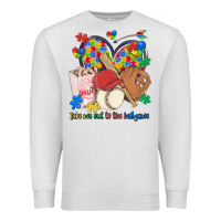 Oatmeal Heather take me out to the ballgame  autism baseball Premium Sweatshirt - MaliasSmallBusiness