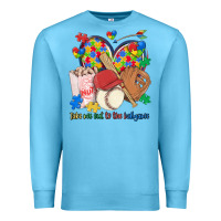 Ocean Blue take me out to the ballgame  autism baseball Premium Sweatshirt - MaliasSmallBusiness