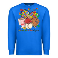 True Royal take me out to the ballgame  autism baseball Premium Sweatshirt - MaliasSmallBusiness