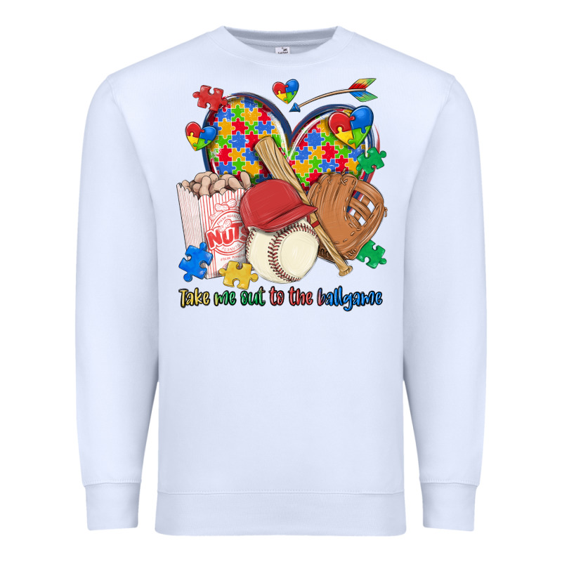 Take Me Out To The Ballgame  Autism Baseball Premium Sweatshirt by MaliasSmallBusiness | Teevron