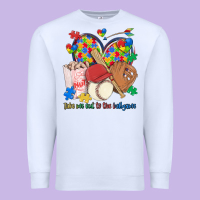 Take Me Out To The Ballgame  Autism Baseball Premium Sweatshirt Designed By Maliassmallbusiness