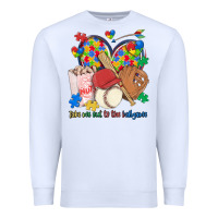 White take me out to the ballgame  autism baseball Premium Sweatshirt - MaliasSmallBusiness