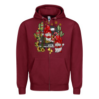 Burgundy farm truck,noel gnome Zipper Hoodie - JahusDesignShop