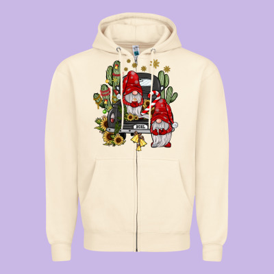 Farm Truck,noel Gnome Zipper Hoodie Designed By Jahusdesignshop