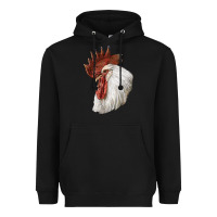 Black Leghorn Rooster Head Heavyweight Hoodie - LillyAllenDesigns
