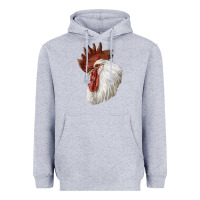 Heather Grey Leghorn Rooster Head Heavyweight Hoodie - LillyAllenDesigns