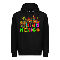 Black viva mexico Premium Hoodie - AdoDesignShop