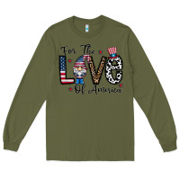 Army Green for the lovee of america gnome Long Sleeve Tee - CowhideDigitalArt
