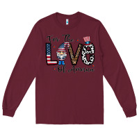 Burgundy for the lovee of america gnome Long Sleeve Tee - CowhideDigitalArt