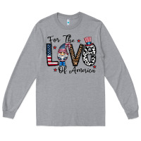 Heather Grey for the lovee of america gnome Long Sleeve Tee - CowhideDigitalArt