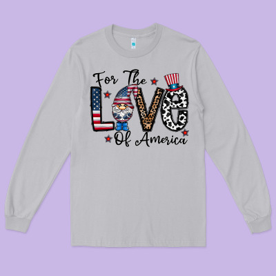 For The Lovee Of America Gnome Long Sleeve Tee Designed By Cowhidedigitalart