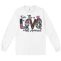 White for the lovee of america gnome Long Sleeve Tee - CowhideDigitalArt