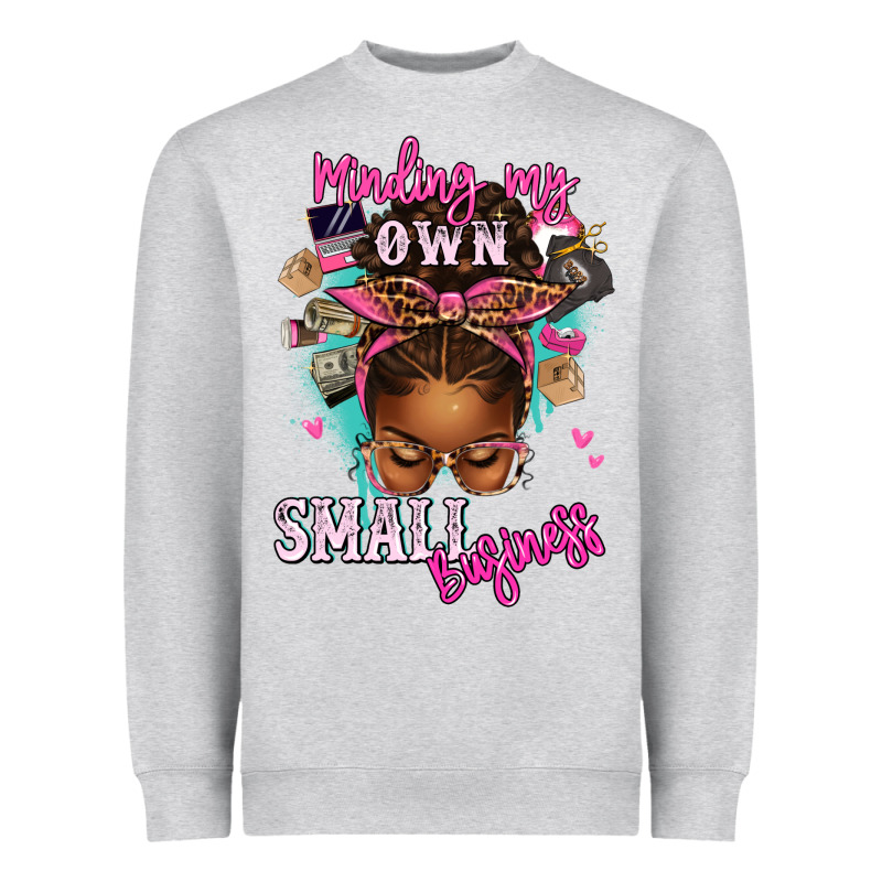 Minding My Own Small Business Afro Messy Bun Heavyweight Sweatshirt by texasbilliewilder | Teevron